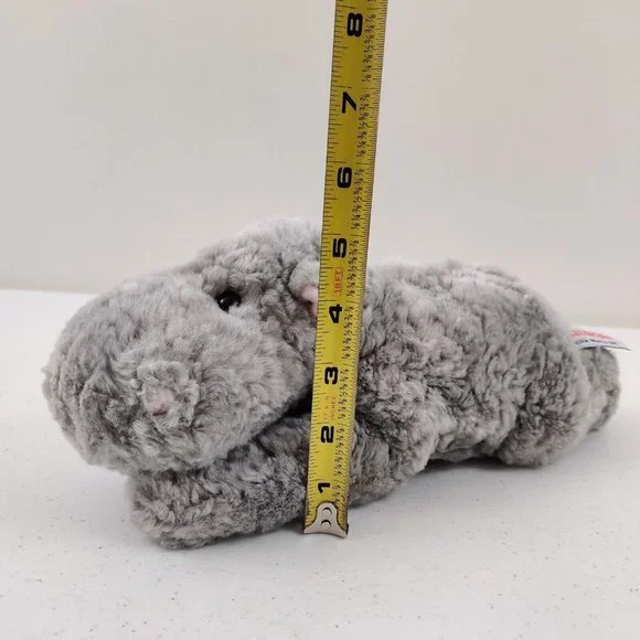 Aurora Gray Plush Curly Hair Hippo Bean Bag Soft Hippopotamus Stuffed Animal - Picture 9 of 9